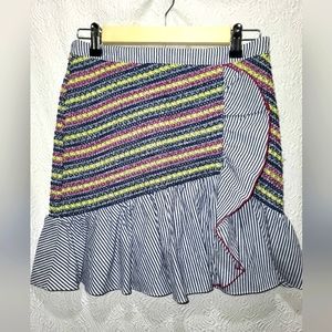 Parker jordon fitted smocked ruffle trim mini skirt